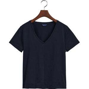 Gant Original Korte Mouwen V-hals T-shirt Zwart S Vrouw