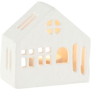 J-Line theelichthouder Huis - aluminium - wit