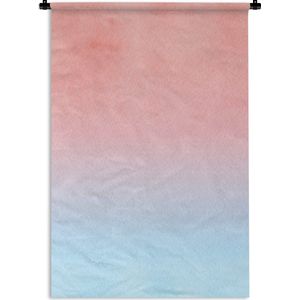 Wandkleed Waterverf Abstract - Abstract werk gemaakt van waterverf en een overloop van roze naar lichtblauw Wandkleed katoen 90x135 cm - Wandtapijt met foto