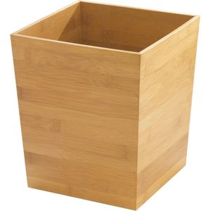 Bamboe prullenbak zonder deksel - Vierkante afvalbak voor kantoor, woonkamer of slaapkamer - B 20,0 x 25,5 x 20,0 cm - Bamboe papierbak - Natuurlijk