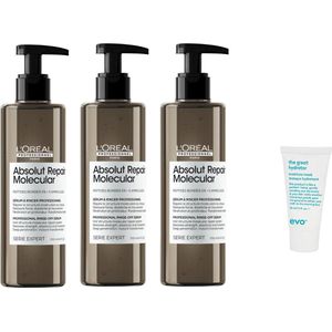 3 x - L'Oréal Professionnel Absolut Repair Molecular Rinse-off Serum – Voor beschadigd haar – 250 ml + WILLEKEURIG Travel Size