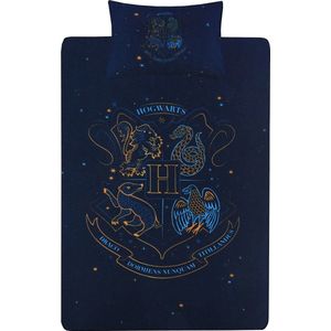 Donkerblauwe beddengoedset Hogwarts - Harry Potter 135cm x 200cm
