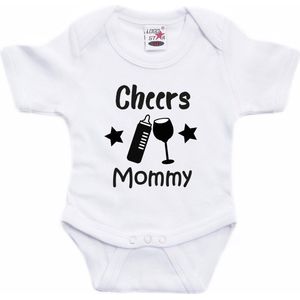 Bellatio Decorations baby rompertje - Cheers Mommy - wit - kraam/moederdag cadeau 68