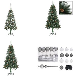 vidaXL Kunstkerstboom met LED's- kerstballen en dennenappels 150 cm - Kunstkerstboom - Kunstkerstbomen - Kerstboom - Kerstdecoratie