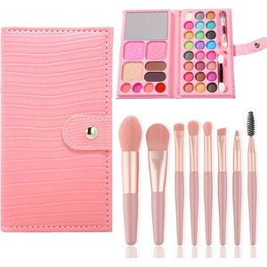 Kleurrijke make-upset voor meisjes - 33 kleuren, niet-giftige cosmetica met 8 wasbare borstels voor creatieve speelervaringen