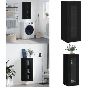 vidaXL Hangkast 34,5x34x90 cm zwart - Wandkast - Wandkasten - Hangkast - Hangende Kast