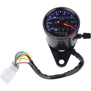 Universal Motorcycle Odometer LED Backlight 12V Dual Speedometer Gauge Kit Cafe