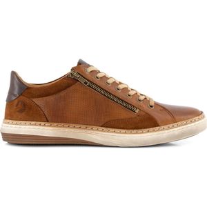 Travelin' Coventry - Casual leren herensneakers met rits - Cognac Bruin leer - Maat 45