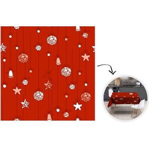 Kerst Tafelkleed - Kerstmis Decoratie - Tafellaken - Patronen - Sterren - Kerstballen - 100x100 cm - Kerstmis Versiering
