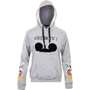 Mickey Mouse - Hoodie - Sweater met Capuchon - OH BOY - Grijs - Maat M