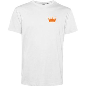 T-shirt Kroontje | Koningsdag kleding | Oranje Shirt | Wit | maat 5XL