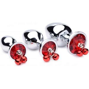 XR Brands Red Gem - Butt Plug Set with Bells red