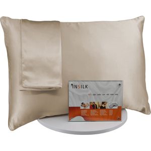 Zijden Kussensloop - Donker Champagne - 50 x 70 cm - Premium Kwaliteit - inSilk - 100% Zijde - Antiallergeen - Luxe en Zacht