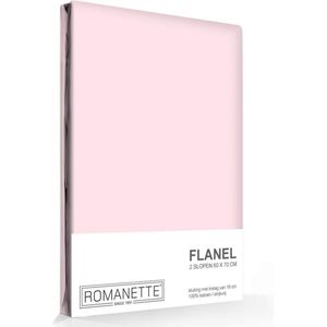 Romanette flanellen kussenslopen (set van 2) - Roze - 60x70 cm