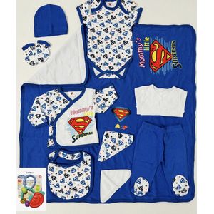Mommy’s Little Superman - Superman tas cadeau- Superman 10-delige baby newborn kleding set - Playgro apple rattle bijtring cadeau - Newborn set - Babykleding - Babyshower cadeau - Kraamcadeau