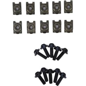 16 mm lichaamswerk kuipbouten schroef met veerclipsluiting voor auto motorfiets - pak van 10 - goud zilver rood zwart - zwart