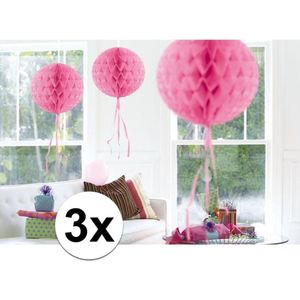 3x feestversiering decoratie bollen licht roze 30 cm