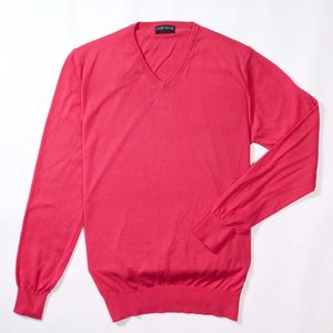Osborne Knitwear Trui met V hals - Katoen - Pink - M