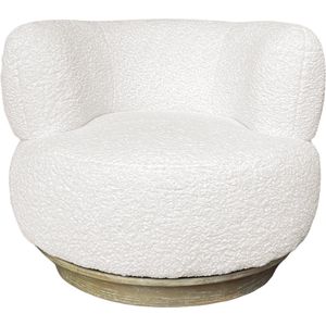 Fauteuil / Draaifauteuil Ficala - 100% linnen Bouclé - Gebroken Wit