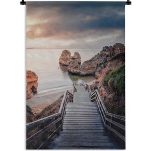 Wandkleed Portugal - Zonsopgang in Algarve Wandkleed katoen 60x90 cm - Wandtapijt met foto
