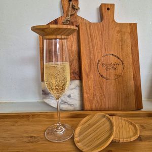 mini borrelplank - set van 2 stuks - voor champagne en wijnglas - wijnglas plank - tapasplank - serveerplank - borrelplank hout - kleine borrelplank voor wijnglazen - wijnglazen - champagneglazen - Trendy