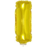 Gouden opblaas letter ballon I op stokje 41 cm