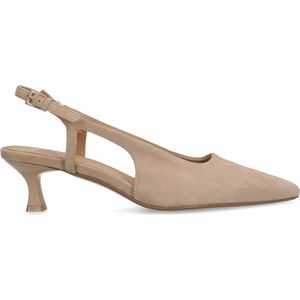 Manfield - Dames - Beige suède slingback pumps - Maat 37