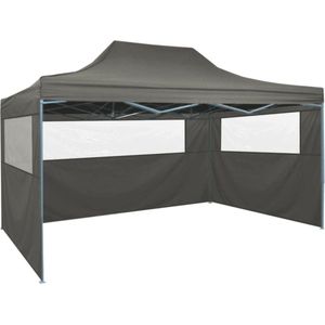 LBB Partytent opvouwbaar - Paviljoen - 3x4 - Easy up - Waterdicht - met Zijwanden - Weerbestendig - Antraciet