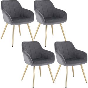 Rootz fluwelen eetkamerstoelen - elegante zitplaatsen - comfortabele stoelen - schuim met hoge dichtheid - gewatteerd fluweel - stevig metalen frame - 43 cm x 55 cm x 81 cm