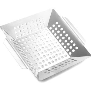 Roestvrijstalen grillmand voor groenten - grillaccessoires 21 x 21 x 4 cm