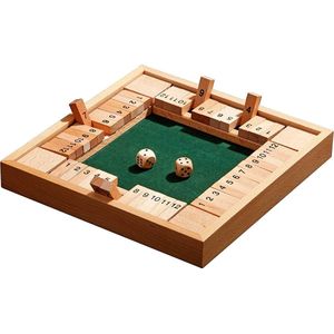 Shut the Box - Gezelschapsspel voor 4 personen - Leeftijd vanaf 6 - Houten speelbox - Inclusief dobbelstenen