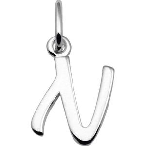 Lucardi Dames Zilveren letterhanger N - Hanger - 925 Zilver - Zilverkleurig