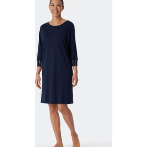 SCHIESSER Modern Nightwear nachtkleding dames - dames slaapshirt 3/4-mouw modal oversized manchetten donkerblauw - Maat: 36