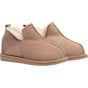 LuLu- Leren Schapenvacht sloffen / pantoffels met rubberen zool - kleur chestnut cognac- Maat 44