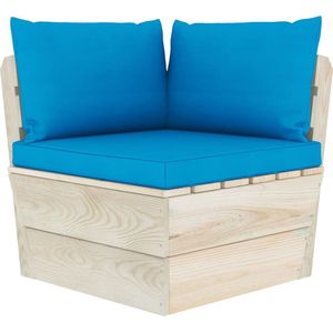 vidaXL Tuinhoekbank met kussens - Lichtblauw Hoekbank - Palletbank - Buitensteunbank - Lounge Set - Tuinbank