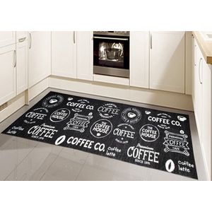 Tapijtenloods Coffee Keukenloper Anti-Slip Wasbaar Antraciet- 80x150 CM