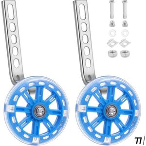 *** Blauwe Zijwieltjes 12-20 inch met Softwheels, Verlichting en Gelagerd voor Extra Stabiliteit - van Heble® ***