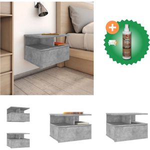 vidaXL Nachtkastjes 2 st 40x31x27 cm bewerkt hout betongrijs - Kast - Inclusief Houtreiniger en verfrisser