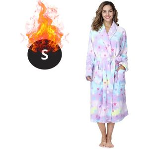 Livano Badjas Dames - Fleece - Katoen - Badstof - Sauna - Hamam - Wafel - Bathrobe - Duster - Ochtendjas - Spa - Kimono - Sterren S