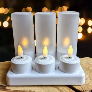 Synergy - Oplaadbare waxinelichtjes - LED Waxinelichtjes - 6 stuks - Flikkeren - Oplaadbare kaarsen - Oplaadbare theelichtjes