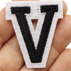 Alfabet Strijk Embleem Letter Patch Zwart Wit Letter V / 3.5 cm / 4.5 cm
