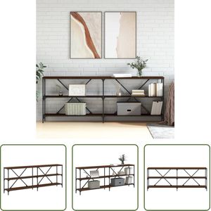 The Living Store Wandtafel Bruineiken - Bewerkt Hout en IJzer - 200 x 30 x 75 cm - Duurzaam en Stevig