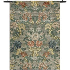 Velours Wandkleed Vintage Print Rechthoek Verticaal L (165 X 120 CM) - Wandkleden - Met roedes