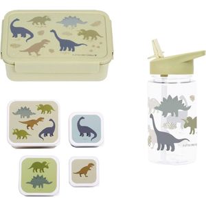 A Little Lovely Company Back to school set - Drinkfles/4 Snackdozen/Bentobox - Dinosaurus