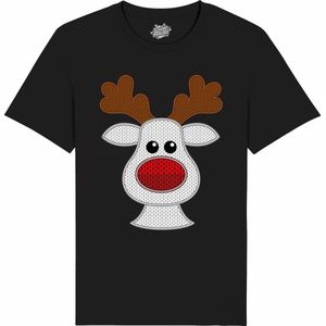 Rendier Buddy - Foute Kersttrui Kerstcadeau - Dames / Heren / Unisex Kleding - Grappige Kerst Outfit - Knit Look - T-Shirt - Unisex - Zwart - Maat L