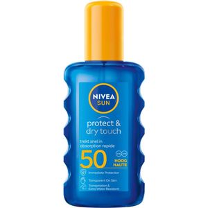 NIVEA SUN Protect & Dry Touch Transparante Zonnebrand Spray - SPF 50 - Trekt snel in - Zonnespray - Waterbestendig - 200 ml