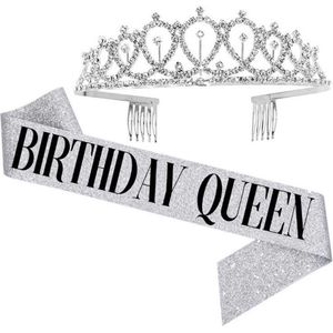 TDR - Verjaardag Sjerp en Tiara - Met text ""Birthday Queen"" - Zilver
