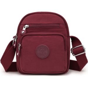 Schoudertas Sara Rood - nylon - dames - crossbodytas - compact - verstelbare schouderband