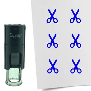 CombiCraft Stempel Schaar 10mm rond - blauwe inkt