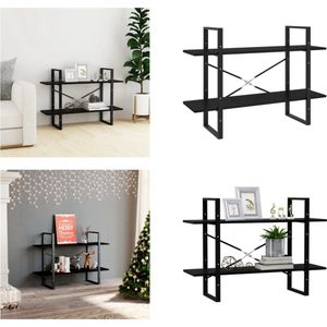 vidaXL Boekenkast met 2 schappen 100x30x70 cm massief grenenhout zwart - Boekenkast - Boekenkasten - Houten Boekenkast - Houten Boekenkasten